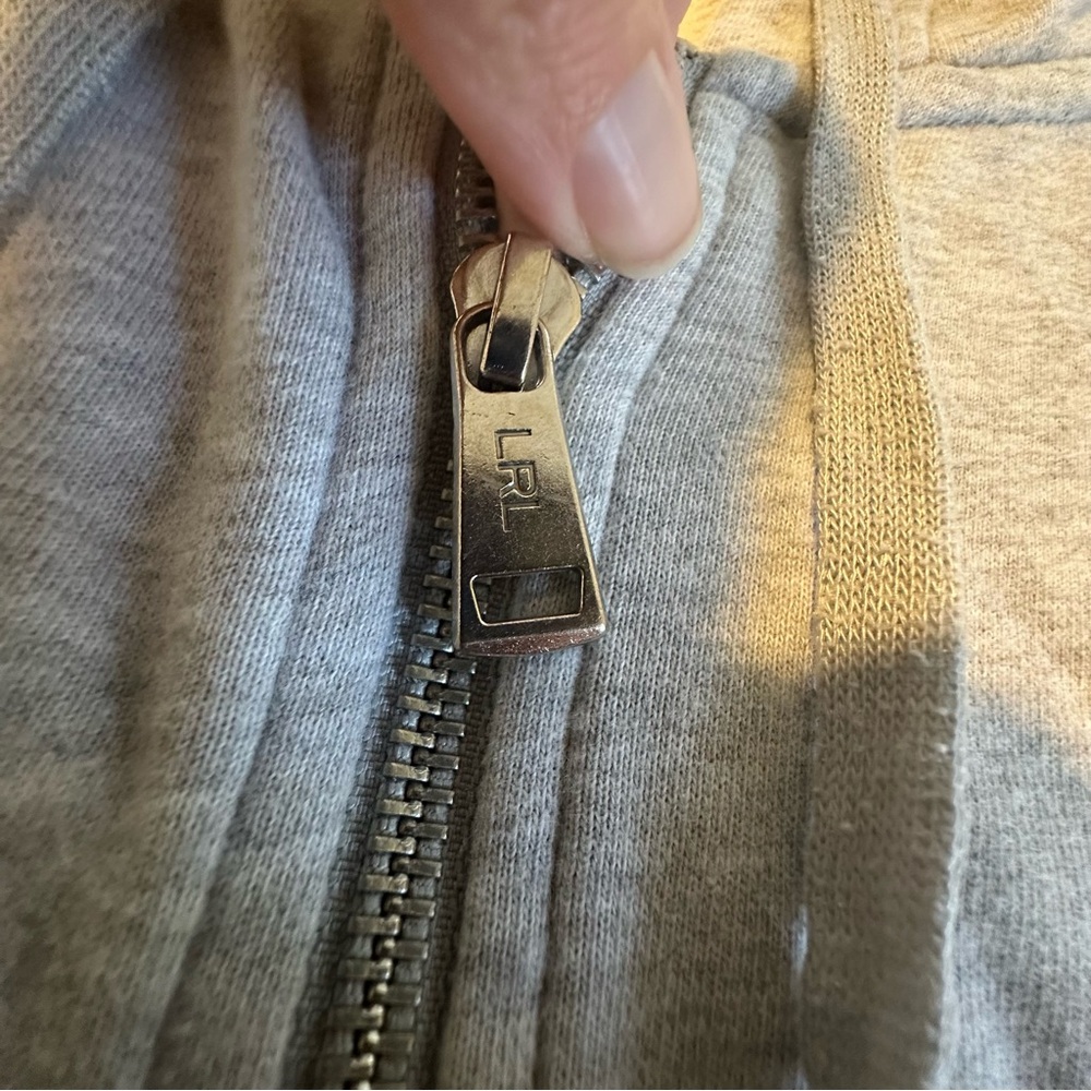 Lauren Ralph Lauren Women's Grey Cream Full Zip Hoodie Jacket L - Picture 4 of 11